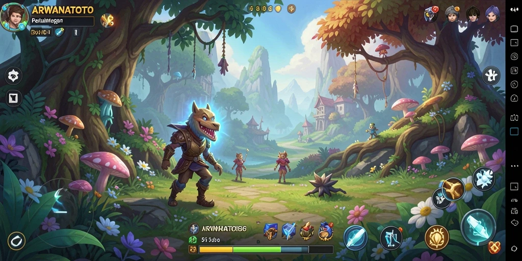 Tampilan menarik dari gameplay petualangan ARWANATOTO.