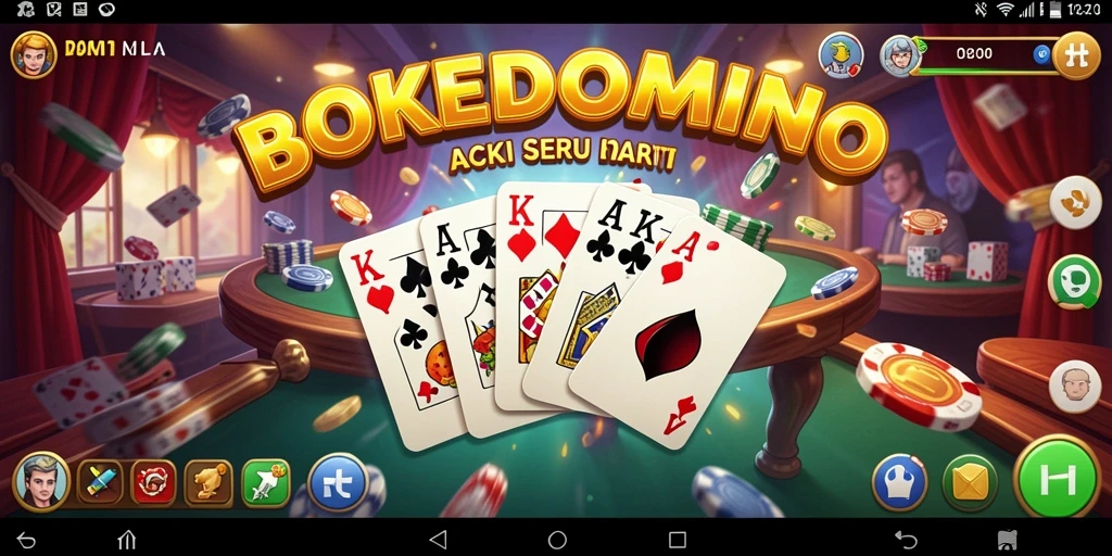 Tampilan gameplay seru BOKEDOMINO dengan aksi yang mendebarkan.