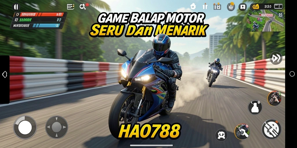 Screenshot gameplay HAO788 menampilkan balapan seru di trek yang menantang.