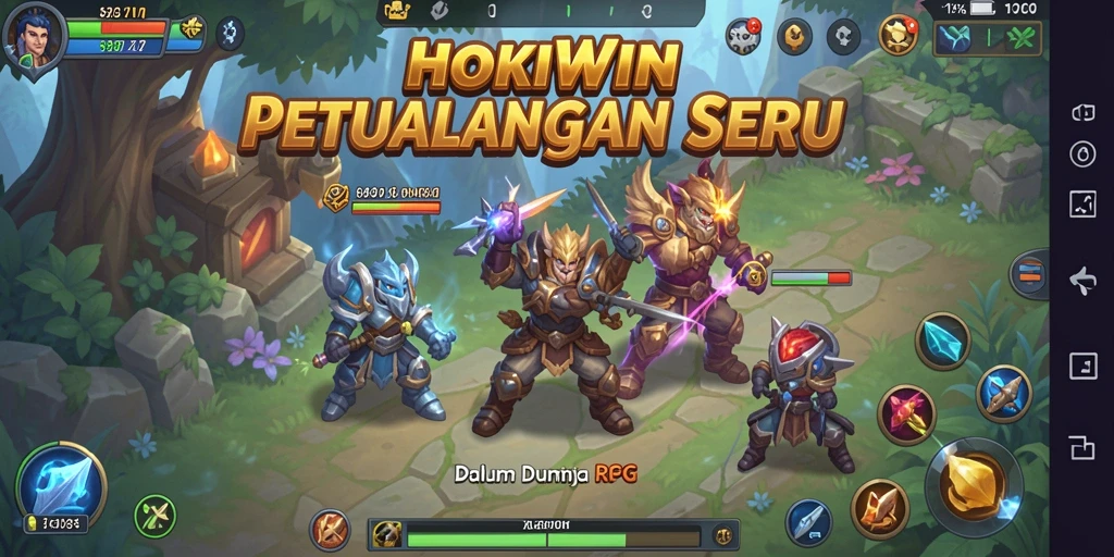 Screenshot gameplay HOKIWIN menampilkan pertarungan seru di dunia RPG.