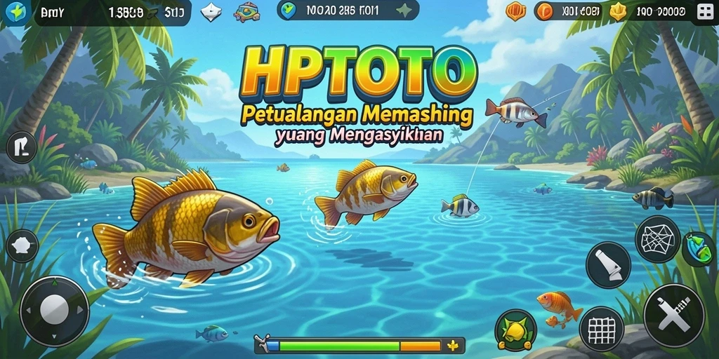 Screenshot gameplay HPTOTO menunjukkan aksi memancing yang seru.