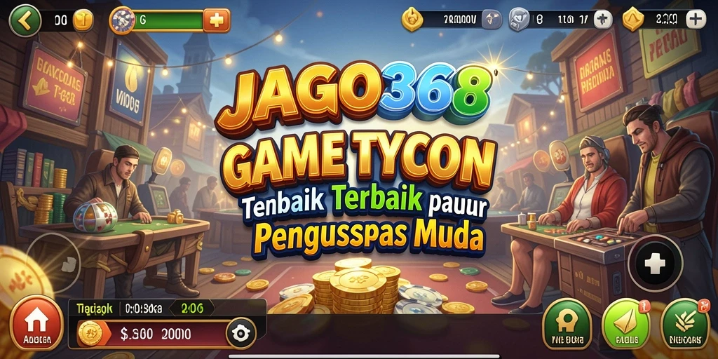 Tampilan gameplay JAGO368 yang menampilkan pengelolaan bisnis yang dinamis.