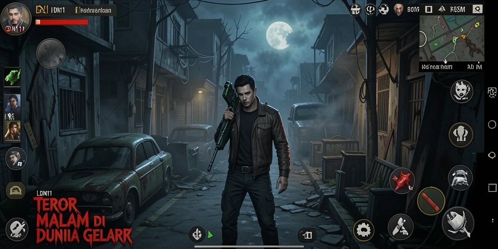 Screenshot gameplay LDN11 menampilkan suasana kegelapan yang mencekam.