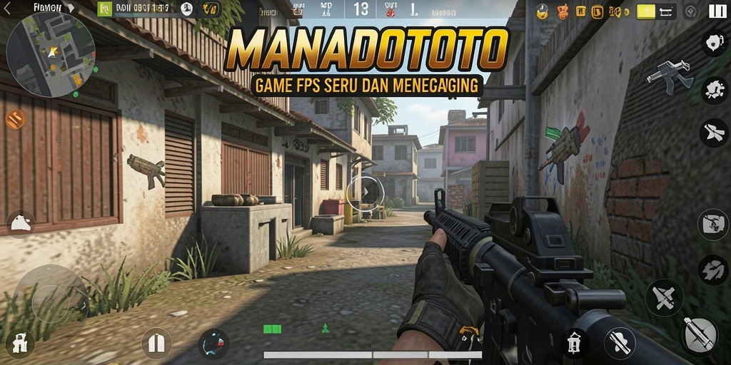 Screenshot menampilkan momen intens dalam gameplay FPS MANADOTOTO.