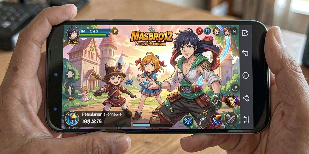 Screenshot gameplay <strong>MASBRO12</strong> dengan aksi karakter Anime yang menarik.