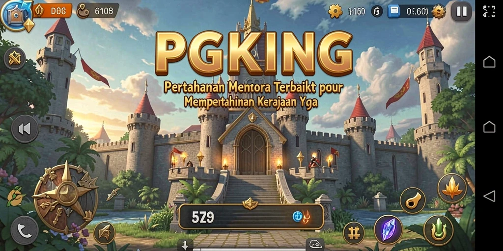 Tampilan menarik dari gameplay PGKING dengan menara pertahanan yang strategis.