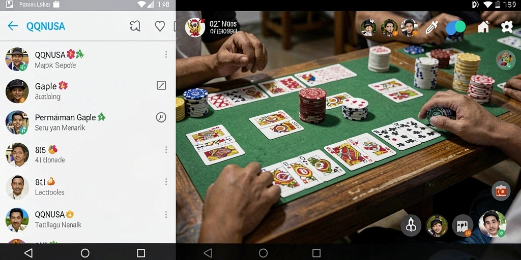 Tampilan gameplay QQNUSA dengan momen seru permainan Gaple.