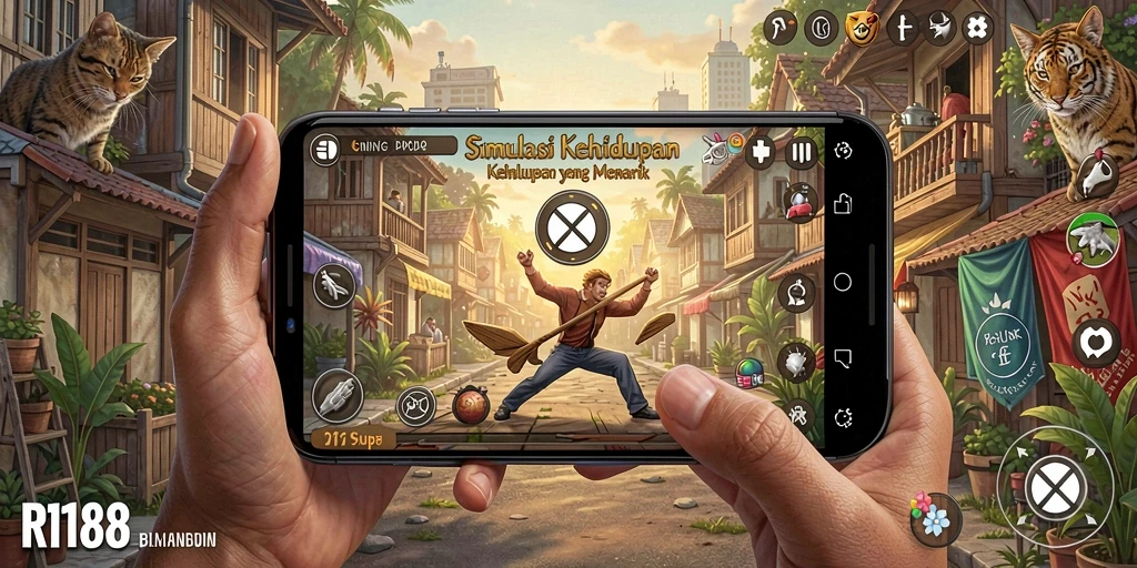 Tangkapan layar utama game RI188 menampilkan momen gameplay simulasi yang seru.
