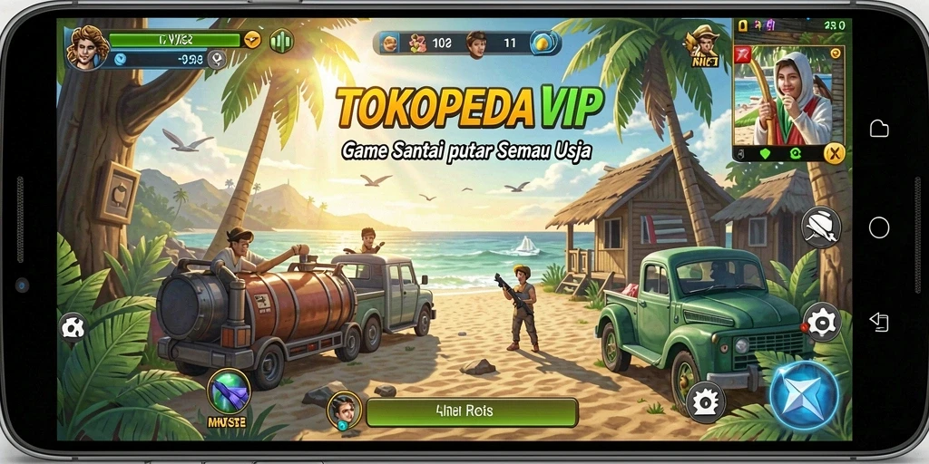 Screenshot gameplay menarik dari TOKOPEDIAVIP dengan desain grafis cerah.