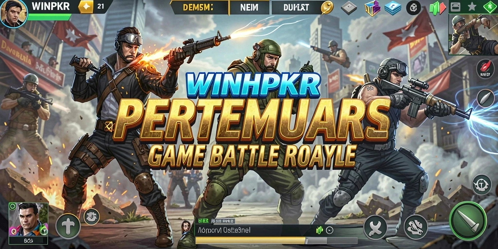 Tampilan epic gameplay WINPKR dalam pertempuran Battle Royale.