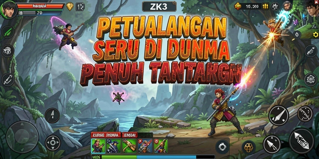 Tangkapan layar menunjukkan aksi seru dan petualangan menantang di ZK3.